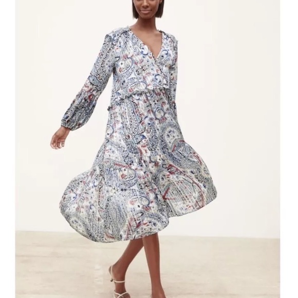 ZARA PRINTED LONG SLEEVE DRESS size S NWOT - Picture 7 of 12